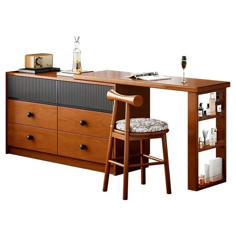 Solid wood makeup table, chest, dresser, integrated cabinet, small apartment, bedroom, corner stretch cabinet at the end of