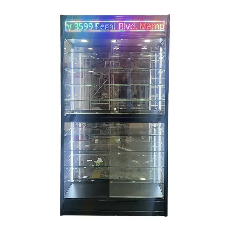 Custom. cigar shop display counter smoke shop showcase cabinet shop cigar display cabinet with color LED advertising scr