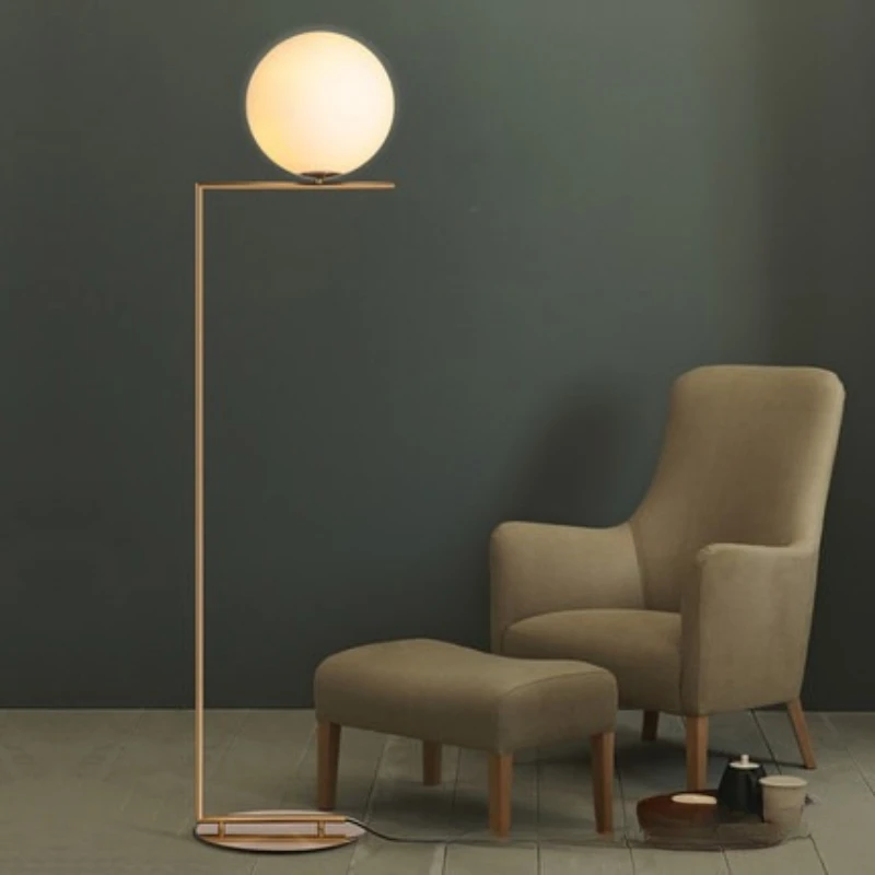 

Modern Simple Glass Ball Standing Lamp Floor Lamp Nordic Personality Bedroom Bedside Living Room Sofa Ball Floor Lamp