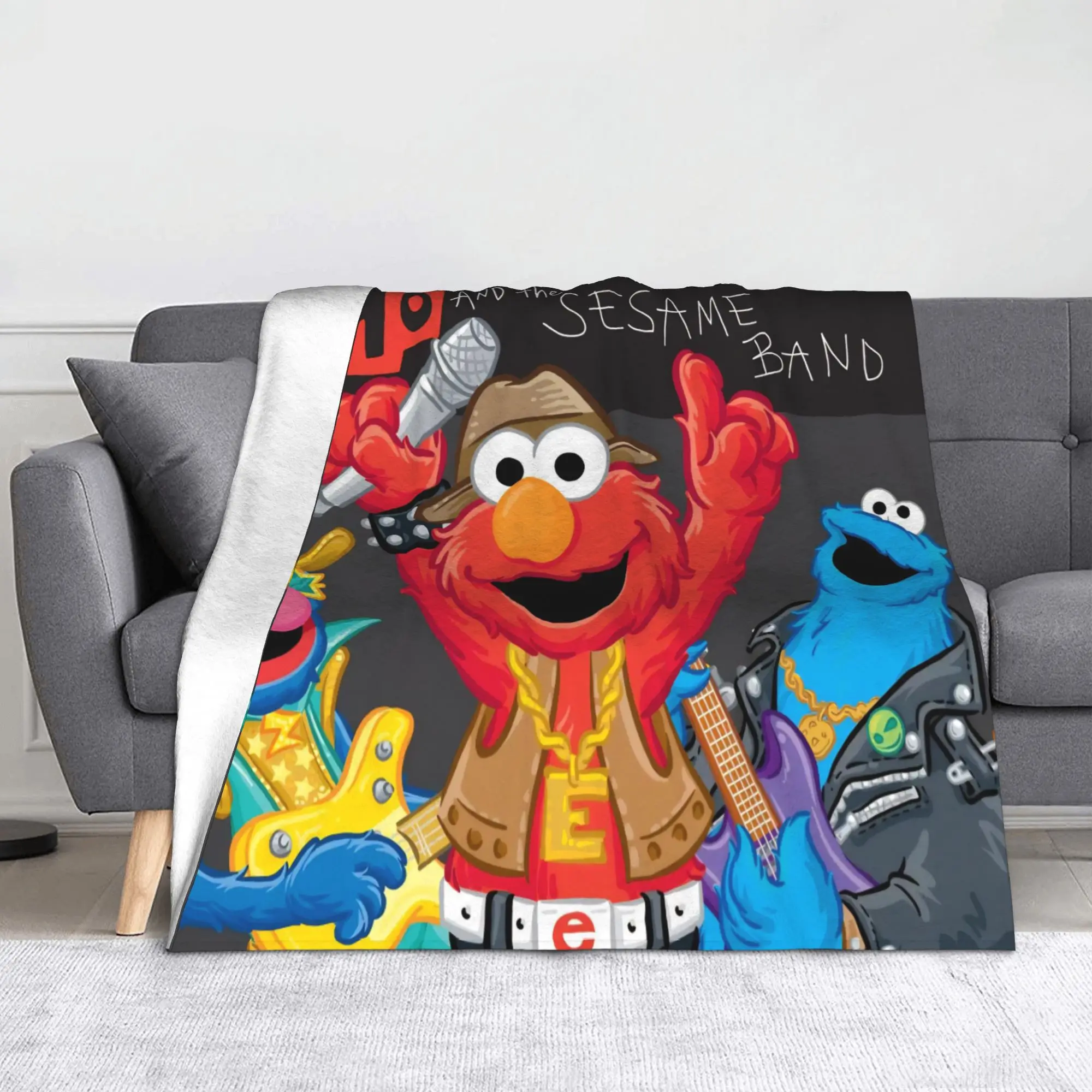 

Sesame Street Cartoon Blanket Elmo Wool Throw Blanket Airplane Travel Printed Soft Warm Bedspreads