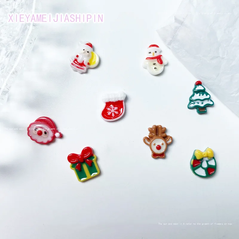 50pcs New Christmas cartoon nail accessories mixed with internet celebrity Santa Claus nail accessories cute nail stickers SA21