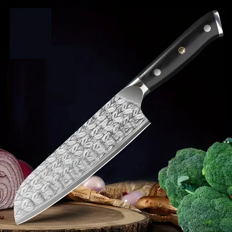 

1pc Chef's Knife, 7-inch Chef's Knife - Meat and cleaver kit - Blade and ergonomic fiberglass handle with gift box -L9195