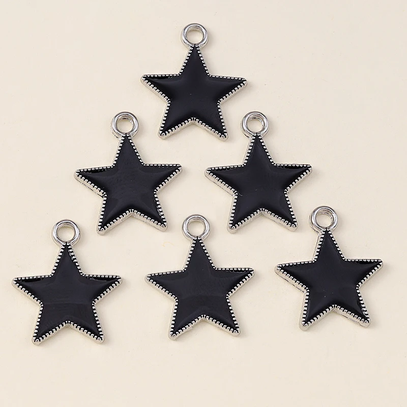 Leslie 10pcs/lot 16x18mm Enamel Black Five-pointed Stars Charms for DIY Earrings Necklaces Pendants Jewelry Making Accessories – Detail 4