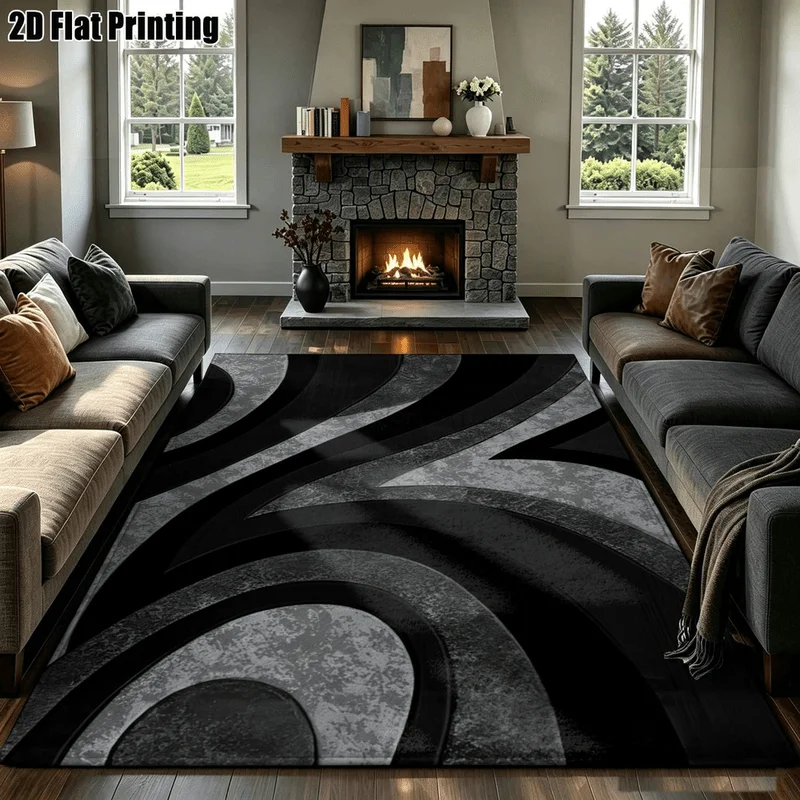 1Pc Light Luxury Minimalist Abstract Geometric Line Carpet, Machine Washable, Personalized Decoration, Ins Style Home Essential, Suitable for Living Room, Bedroom, Entryway, Office, Corridor and Other Areas