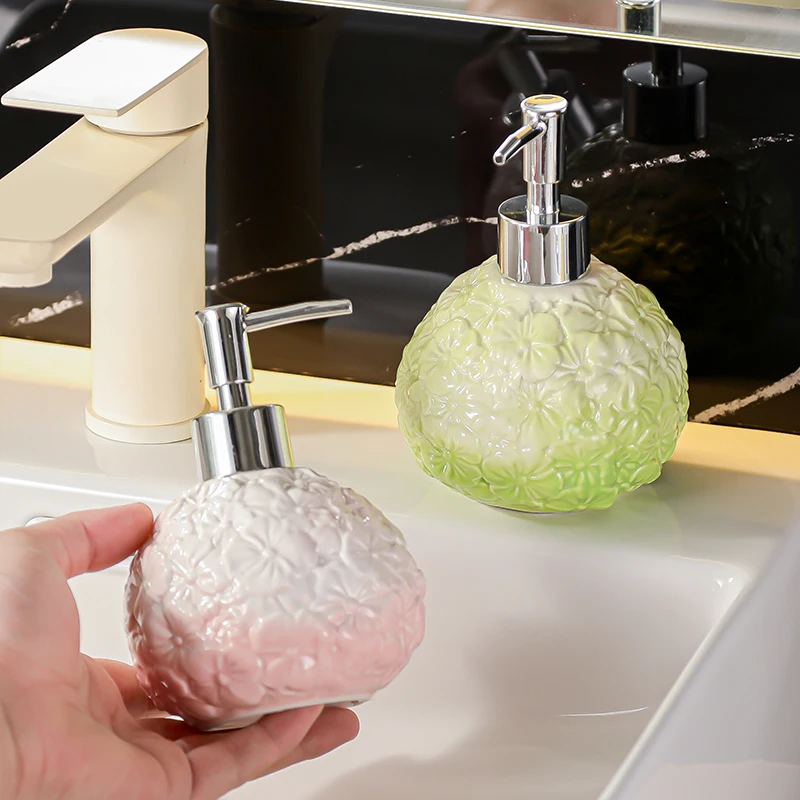 

400ml soap dispenser ceramic lotion bottle household toilet washstand shampoo shower gel press type split bottle cup dispenser