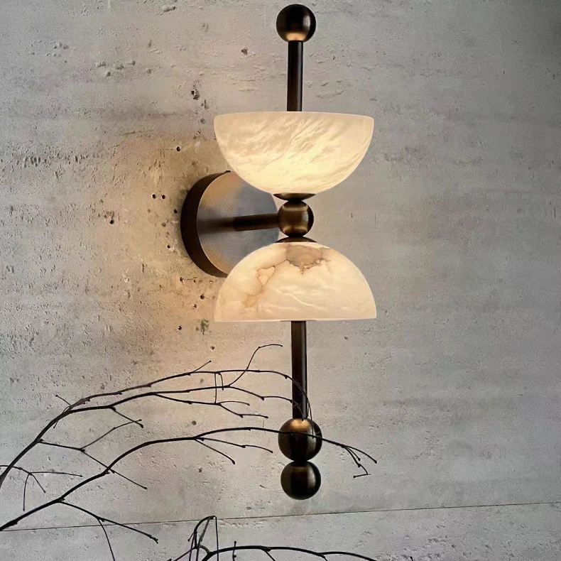 Natural Marble LED Wall Light Black Gold Copper