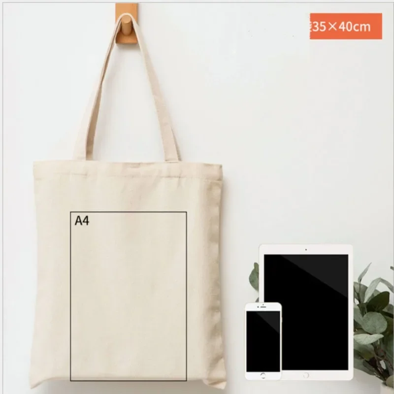 Canvas Bags Cotton School Grocery Bag Food Shopper Bag Folding Pocket Handbags Portable Shopping Shoulder Tote Strage Bag