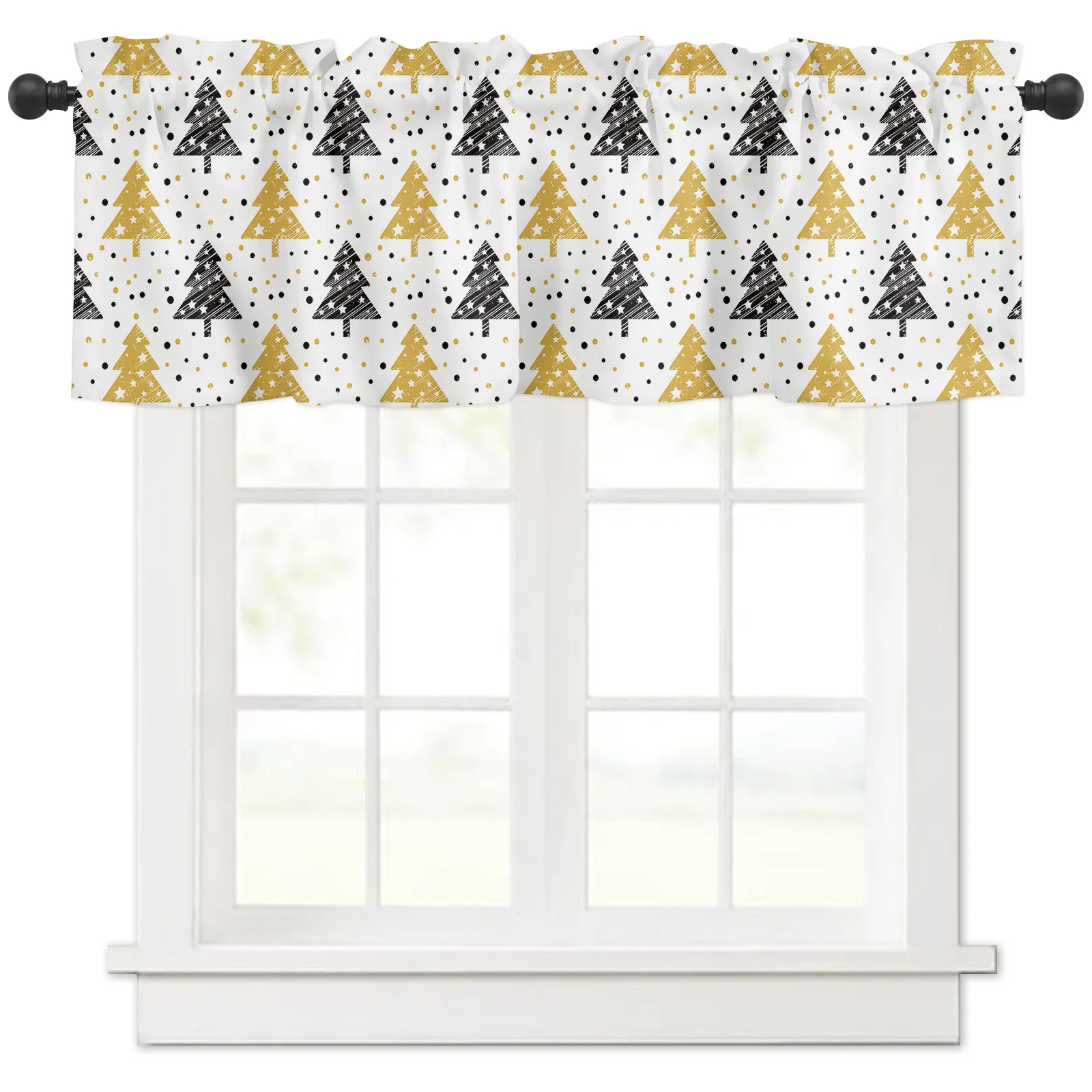 

ZEDLIYU Valances for Windows Kitchen Living Room Small Window Valance Christmas Tree 1 Panel