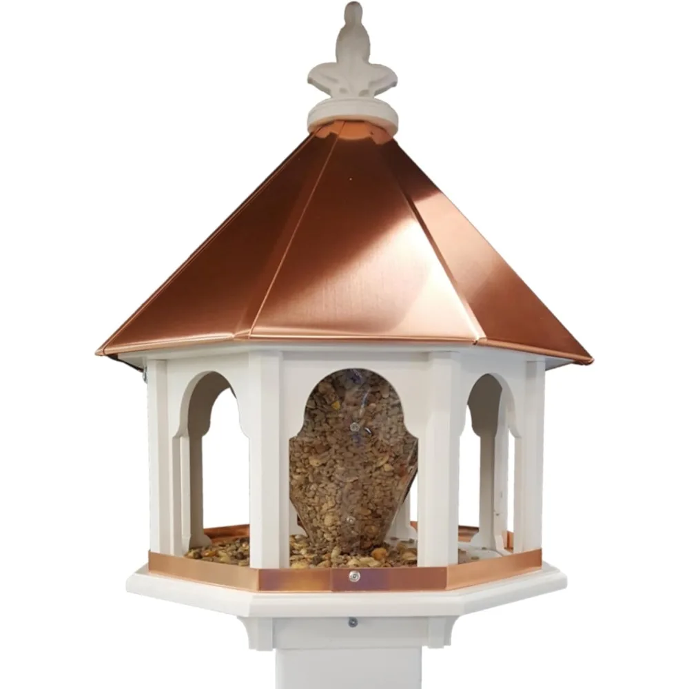 

Octagon Wild Bird Feeder Solid Cellular PVC Clear Copper Roof Made in The USA (SBF8C)