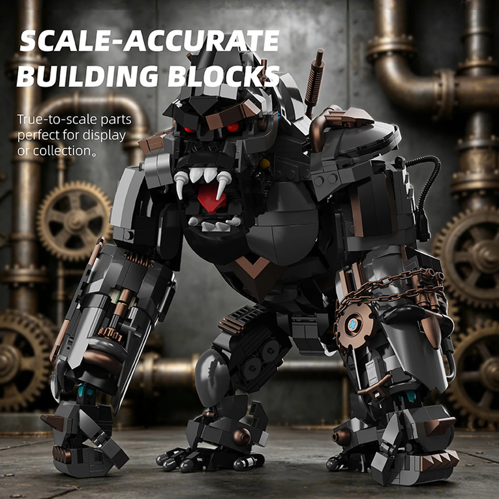 

Building Blocks Animal Model Mechanical Black Gorilla Mech 1397PCS Bricks Assembly Toy Creative Assembly Toy Desk Ornaments Gift