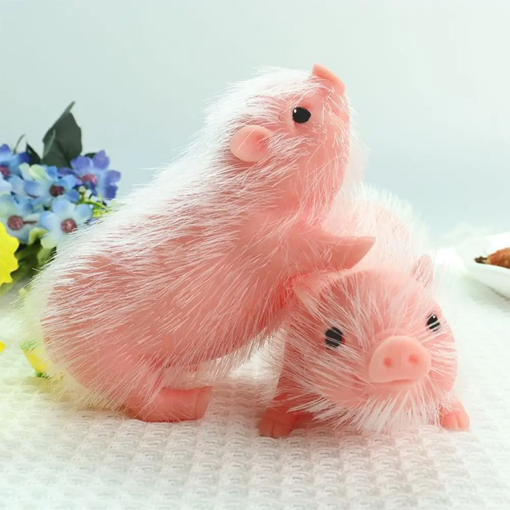 

Stress Relief Toys Soft Mini Silicone Piglet Lifelike Chubby Body Hairy Pig Doll Stylish 5 Inch Cute Baby Piggy Toy Girls