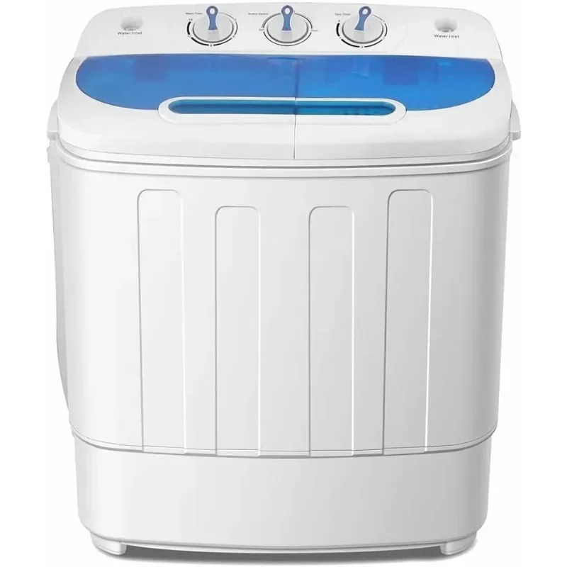 ROVSUN 15LBS Portable Washing Machine, Electric Washer and Dryer Combo with Washer(9lbs) & Spiner(6lbs) & Built-in Pump Draining