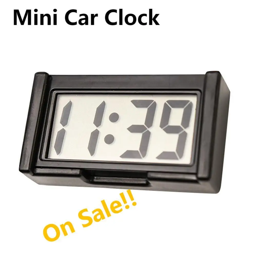 Mini Exqusite Car Clock Auto Car Truck Dashboard Time Self-Adhesive Clock With LCD Time Day Display Automotive Stick On Watch