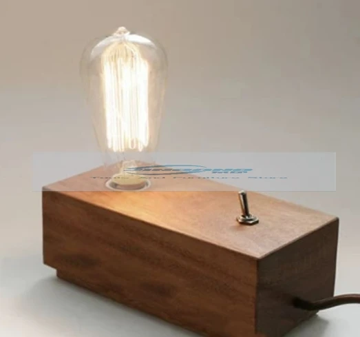 Log lamp, simple solid wood bedside table, dormitory lamp