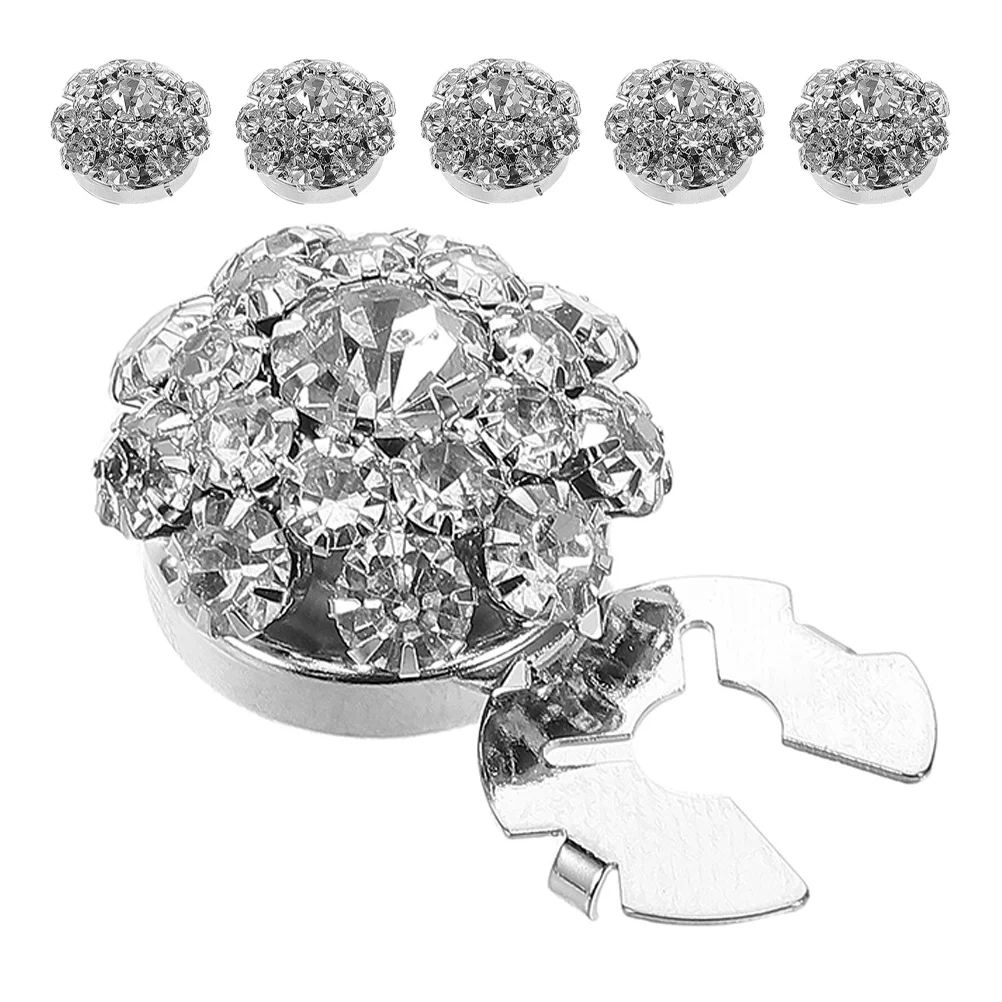 

4pcs Rhinestone Button Covers Decorative Sleeve Cuff Links For Women Clothing Detachable Clip-On Shirt Jacket Embellishments