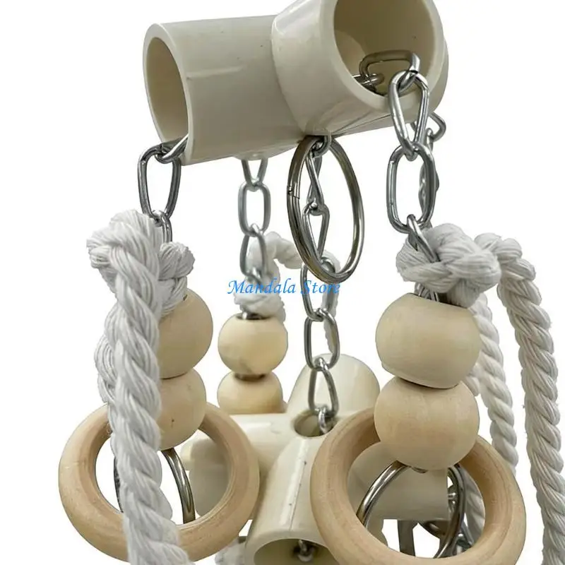 U2JC Consistent Metal Chain With Wooden Beads Chew Toy For Cockatoos