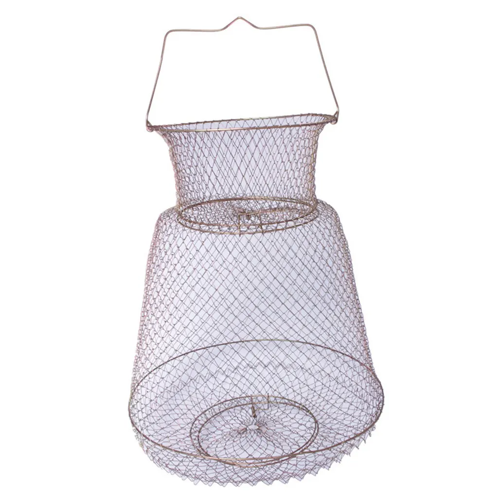 Lobster Mesh Fishing Net Prawn Crab Cage Folding Trap Net Foldable Metal Wire Fish Shrimp Basket