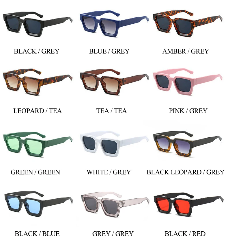 SHAUNA Ins Beliebte Damen Quadratische Sonnenbrille Retro Herren Getönte Farbtöne UV400 – Detail 6