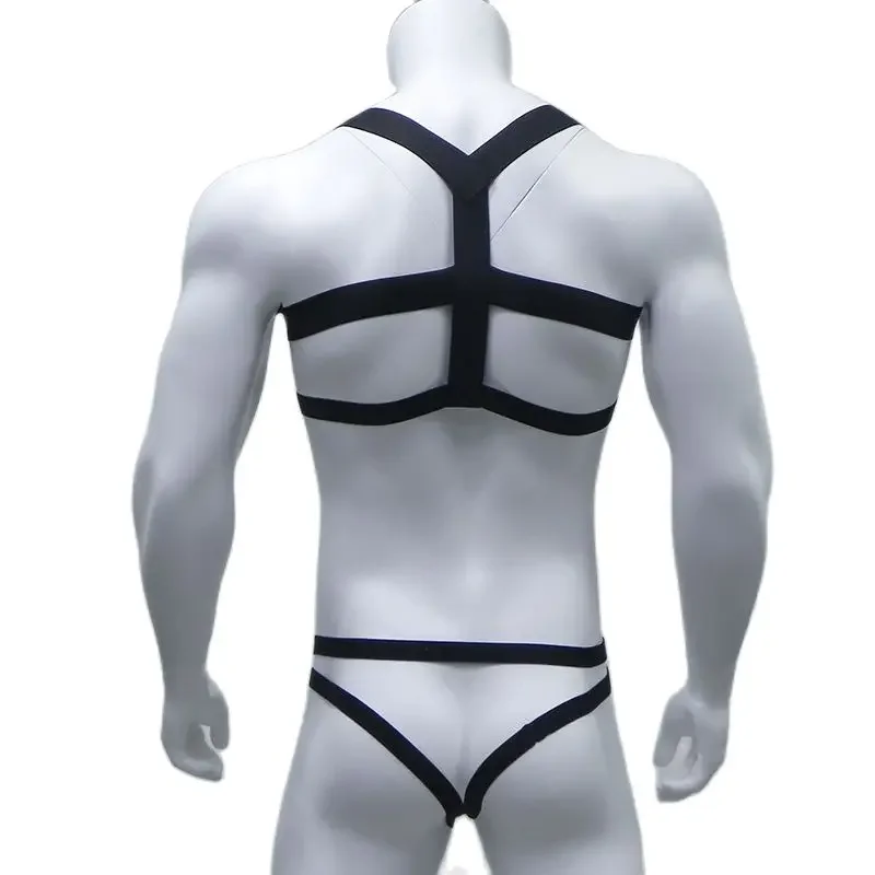 Ensemble de Bondage pour hommes, harnais, string, Jockstrap, Lingerie pour hommes, col licou, Costume ajouré, CLEVER-MENMODE