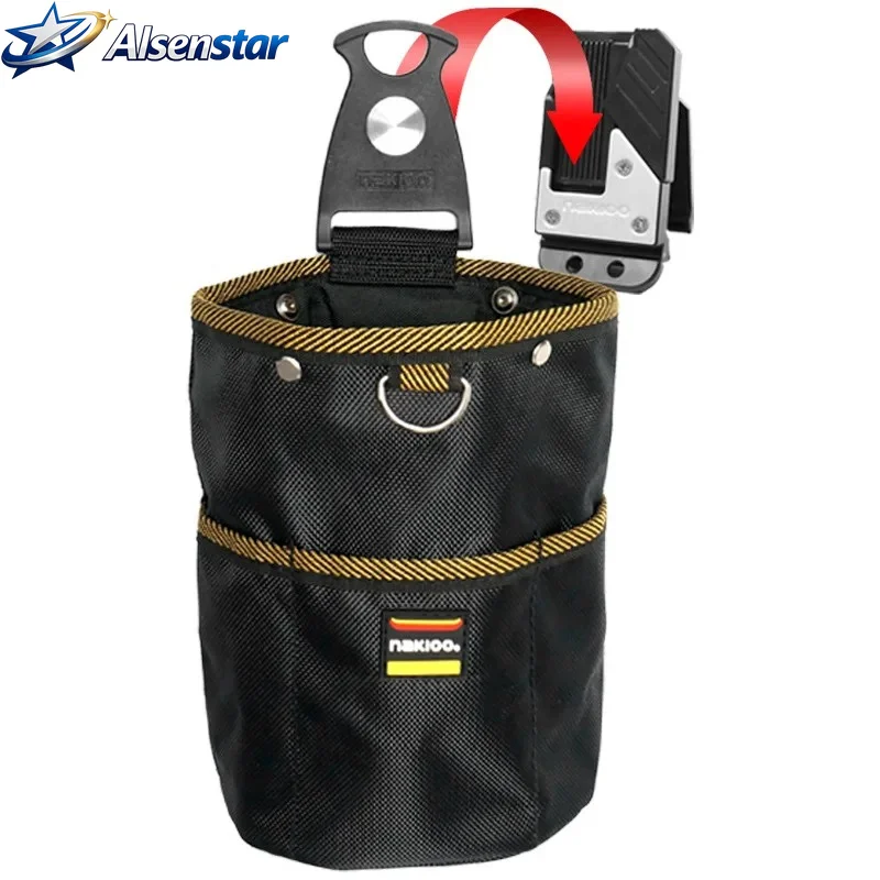Rotating quick hanging nail tool bag for woodworking, electrical, and mechanical tool sorting with 1680D Oxford cloth tool bag