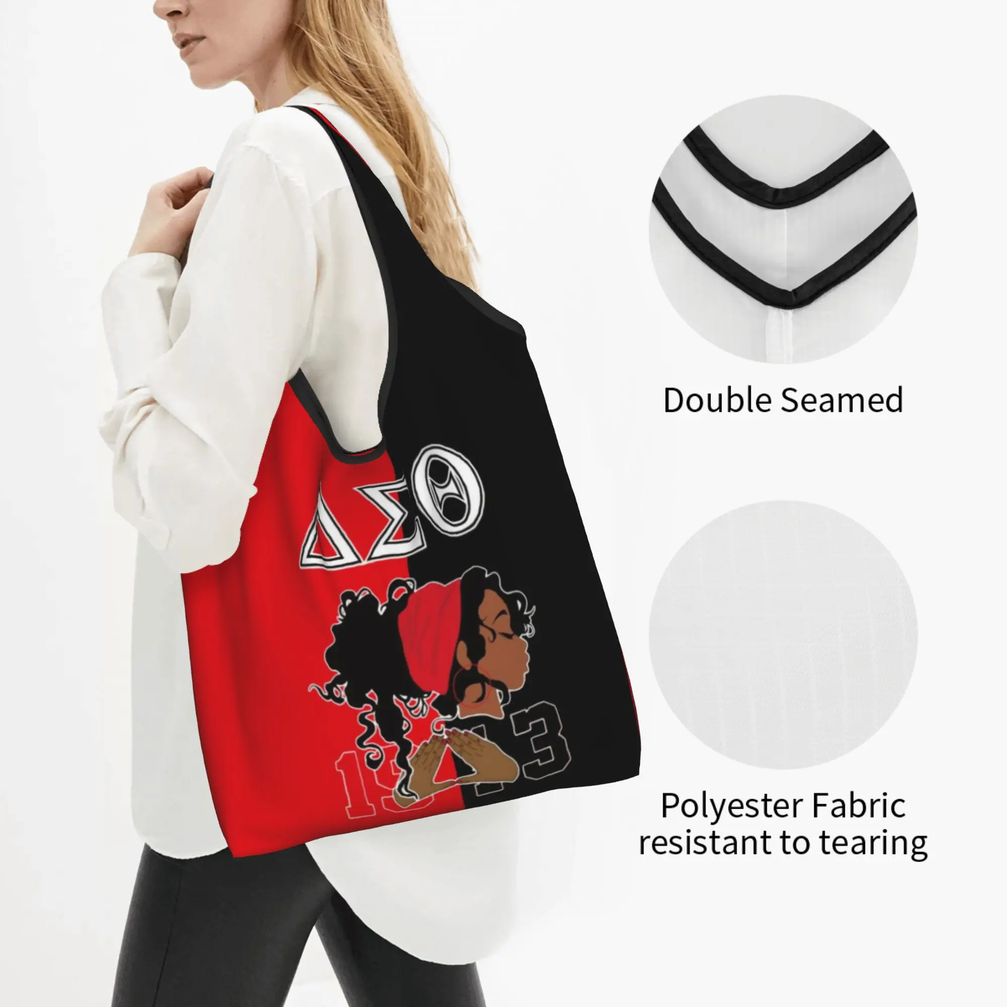 Delta Sigma Theta 1913 DST Sorority  Grocery Tote Shopping Bag Women Funny  Shopper Shoulder Bag Big Capacity Handbags