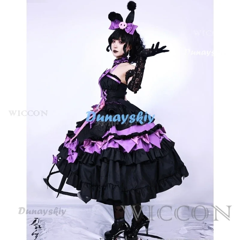 MN1 Bloody Queen  Cosplay Costume Identity V Cosplay Costume Black Lolita Gothic Long Dress Full Set Wig Halloween Xmas9*Jy