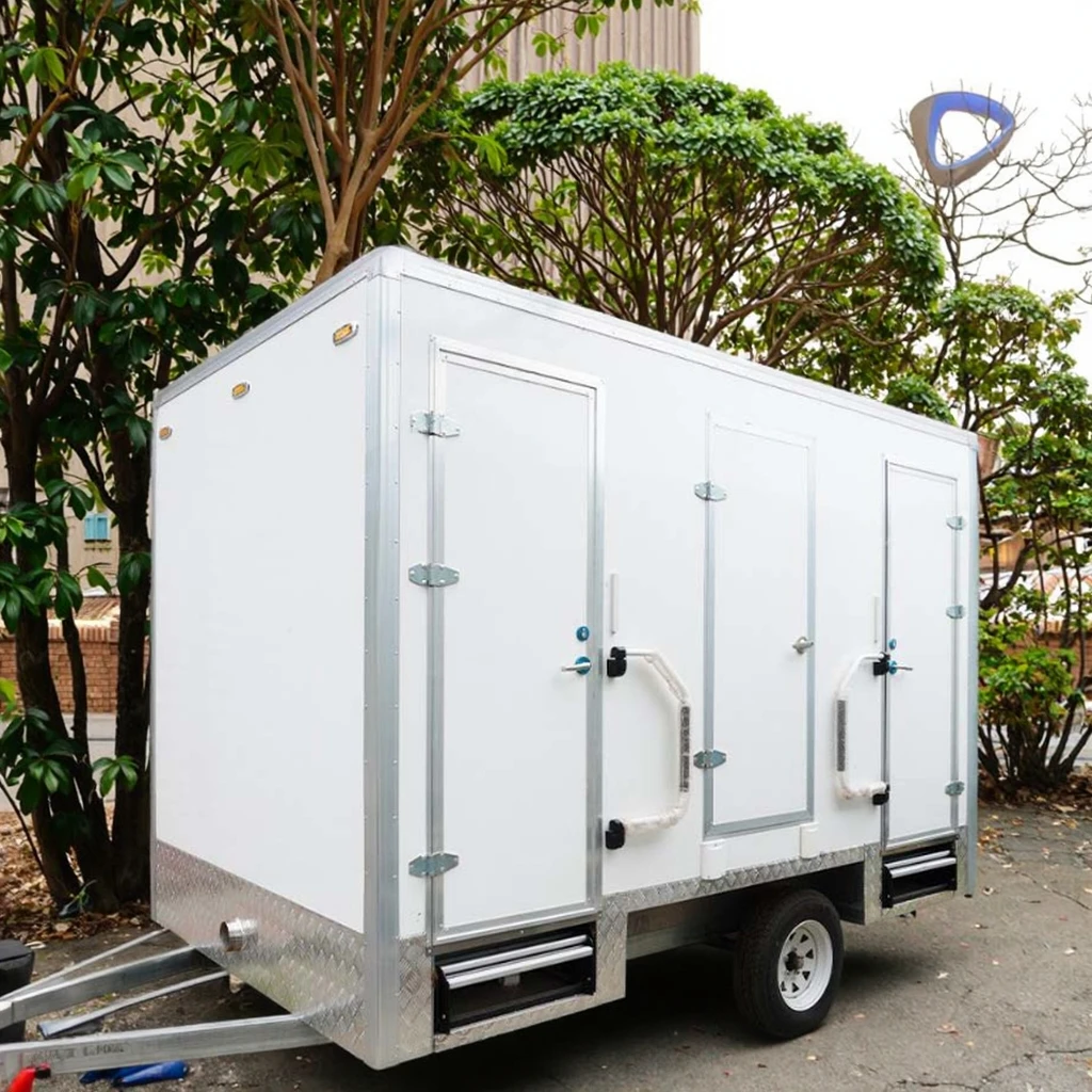 3.6m Steel Portable Toilet Trailer with 2 Doors 2-Stall Mobile Restroom Eco-Friendly & Durable Modern Design