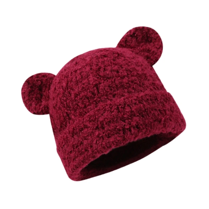 Knitted Brimless Bear Ear Hat for Outdoor Activity Windproof Winter Breathable Hat All Matching Warm Hat for Women Teens NEW