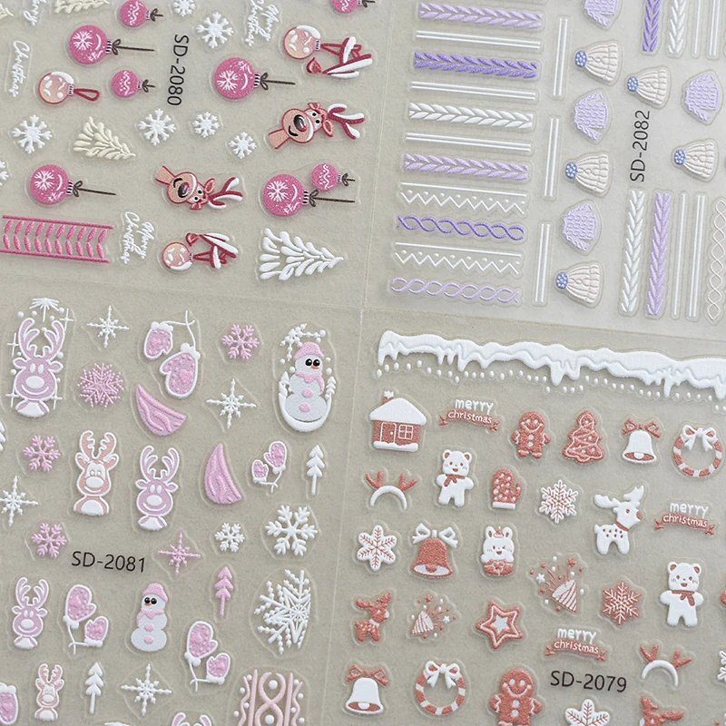 1PC Creative Christmas Snowman Snowflakes Nail Art Stickers Cartoon Santa Claus Elk Christmas Decal DIY Manicure Accessory