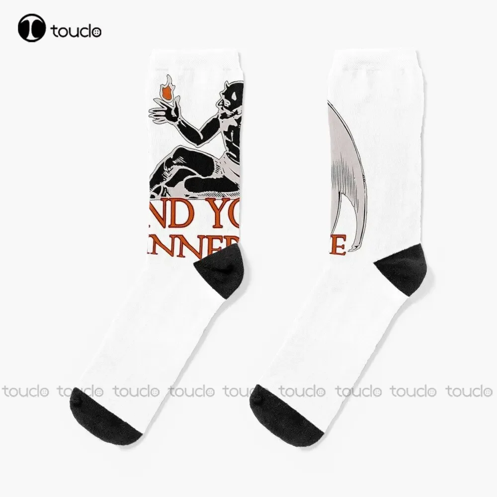 Demon Abaddon Inner Peace Horror Halloween Socks Mens Athletic Socks Christmas New Year Gift 360° Digital Printing Streetwear