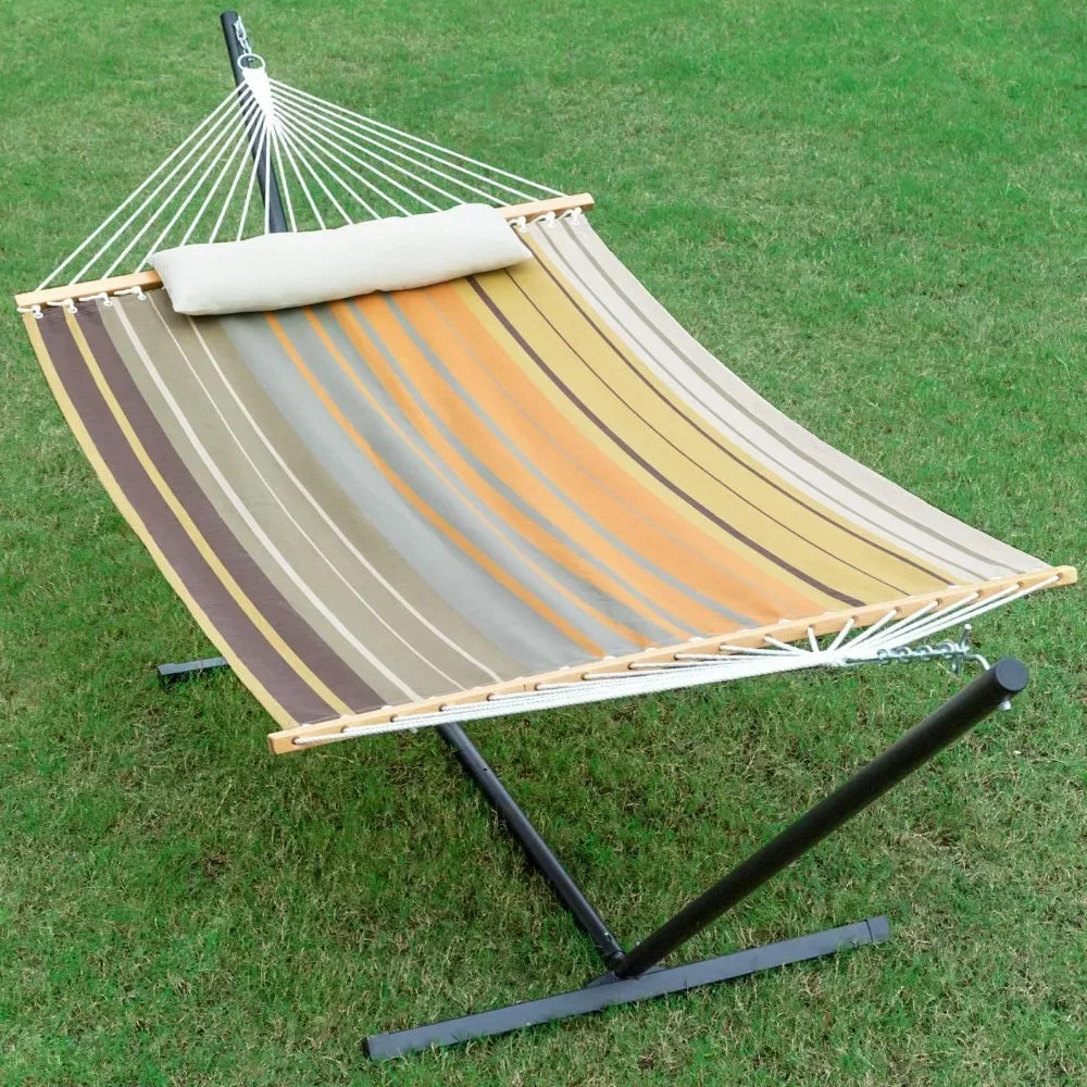 Waterproof Double Hammock with Stand for Outside Heavy Duty, 2 Person 55'' Extra Large Quick Dry Textilene Hammocks with