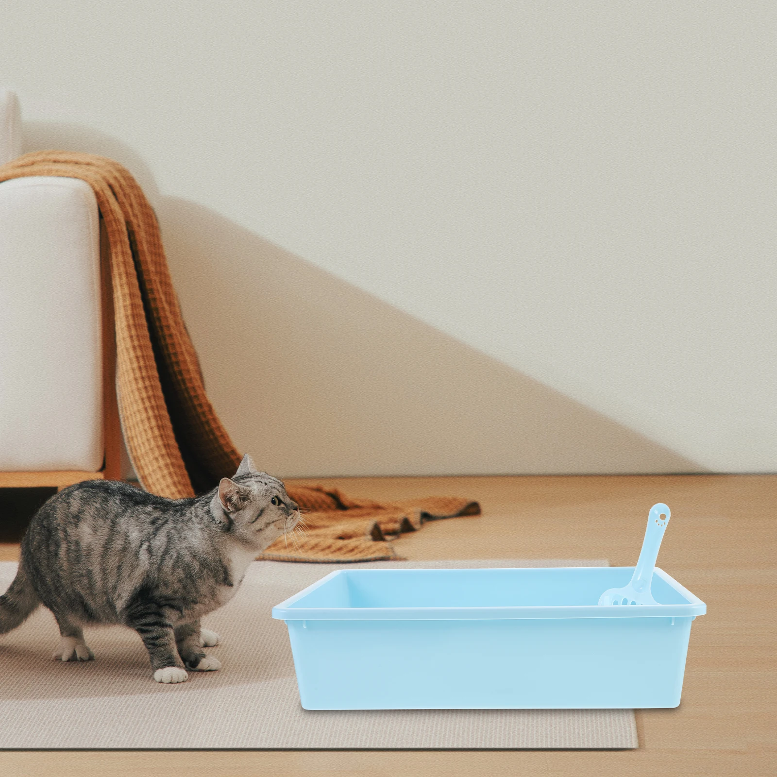 

1 set Cat Litter Box Scoop Open Type Large Capacity Small Pet Toilet Kitten Bedpan Easy Clean Durable PP Material Practical Gift