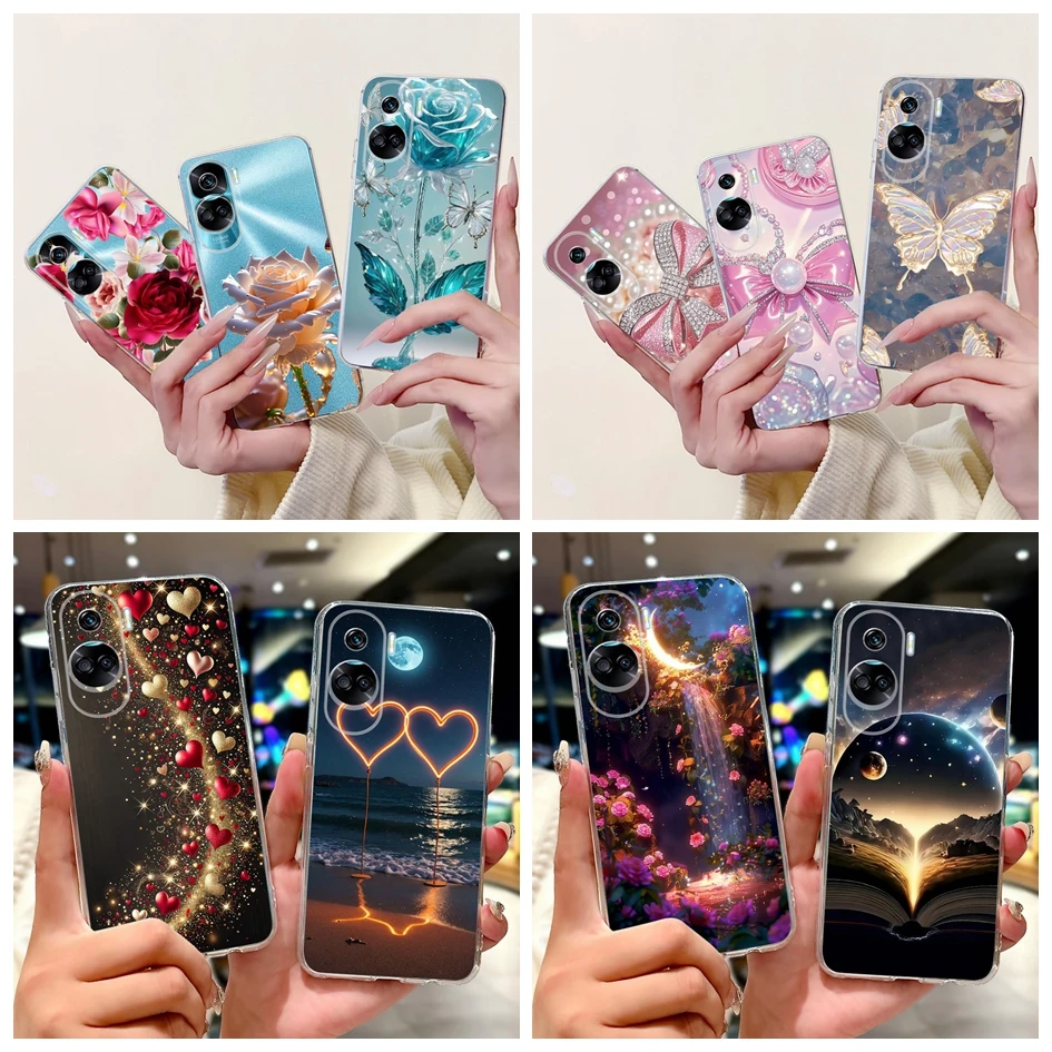 Para Honor 90 Funda Honor 90 Lite cubierta REA-NX9 CRT-NX1 proteger Funda lindo Bowknot suave parachoques de silicona para Honor90 Pro Lite Coque