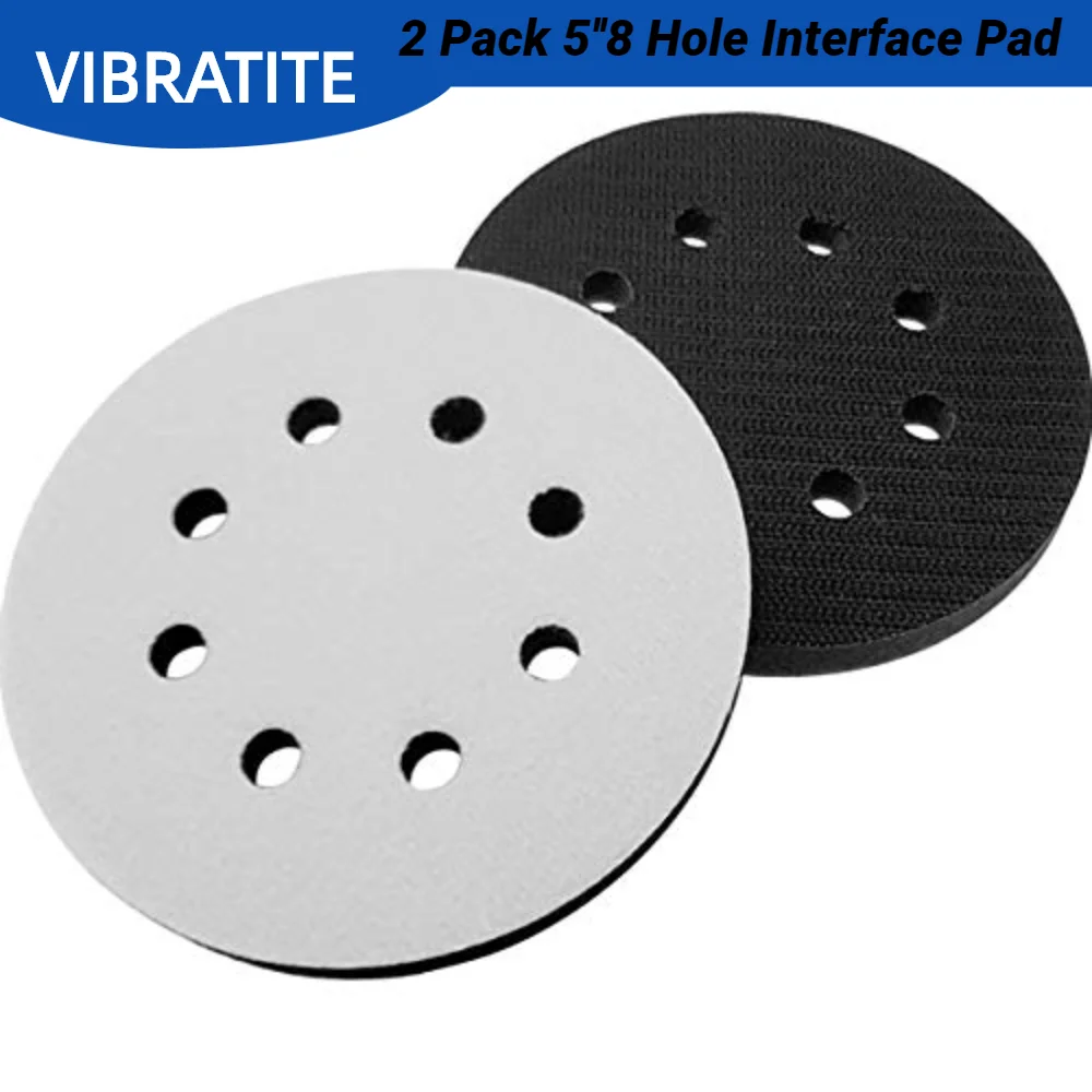 

2 Pack Interface Pad 5 Inch 8 Holes Hook and Loop Soft Sponge Cushion Buffer Pads for Sanding Disc 125mm Orbital Sander Pads