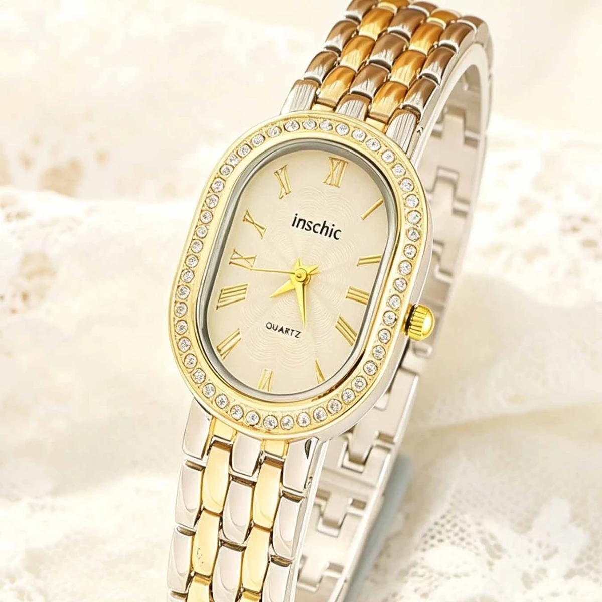 Fashion Roma Oval Dial Womens Quartz Watch Casual Bracelet Strap Ladies WatchesWithout Box