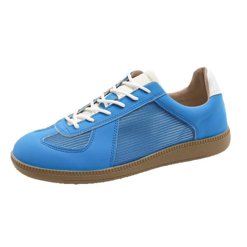

High Quality 2026 Summer New Men's German Trainer Shoes Comfortable Fashion British Style, Retro Classic Round Toe Blue Sneakers