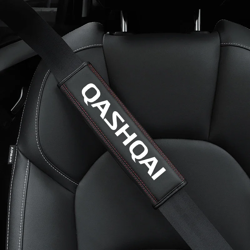 

For Nissan Qashqai 1pc Cowhide Car Interior Seat Belt Protector Cover For Nissan xiaoke car Auto Accessories