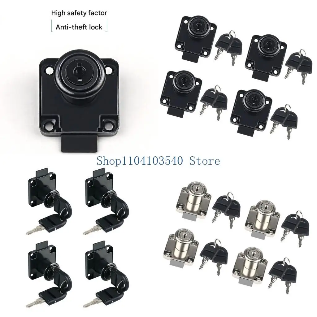 02DC 4Pcs Furniture Lock with Key Replacement Drawer Locks Cabinet Cupboard Desk Hasp Latches for Drawer, Office