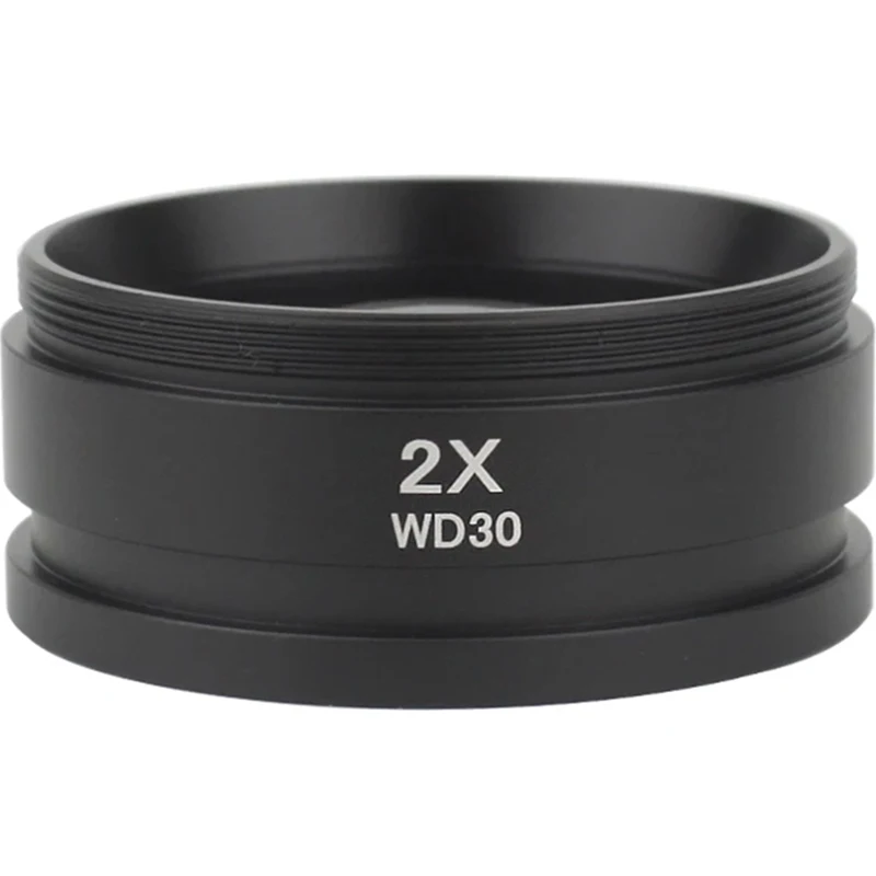 WD30 2X Auxiliary Objective Lens M48mm Thread Barlow Lens for Binocular Trinocular Stereo Microscope M48*0.75