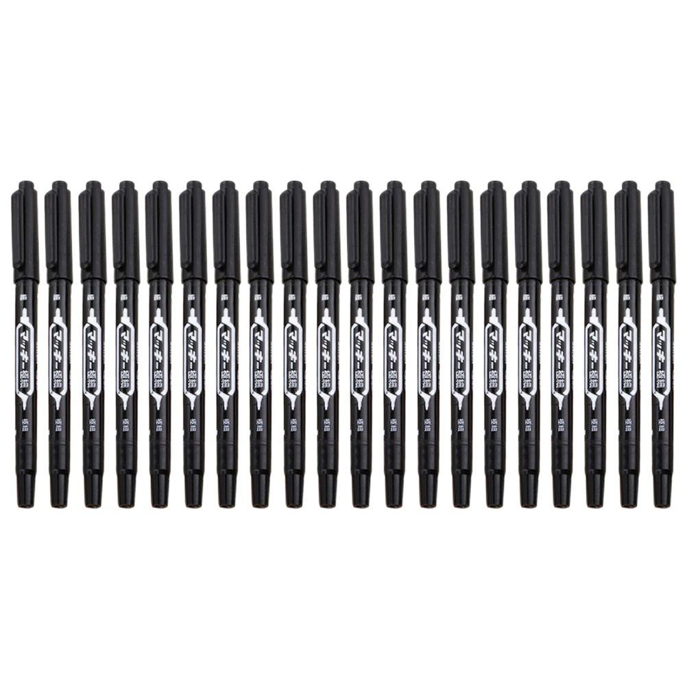 

20 Pcs Double Ended Paint Marker Oil Based Pens Oily Dual Tip Black Bulk Water Resistant UV Proof Writing Tools Supplies