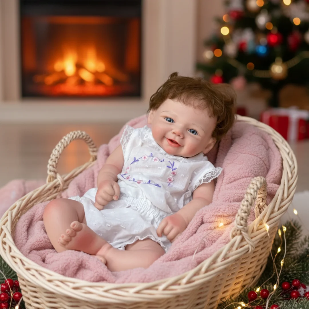 

43cm Open Mouth Vivienne bebe reborn de silicona Girl Doll With Rooted Hair Soft Touch Lifelike Washable Newborn Girl Doll