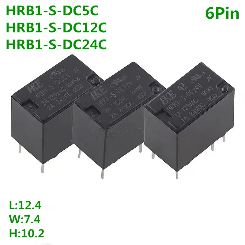 50Pcs Signal relay HRB1-S-DC12V HRB1-S-DC24V HRB1-S-DC5V 6Pin 1A 5V 12V 24V