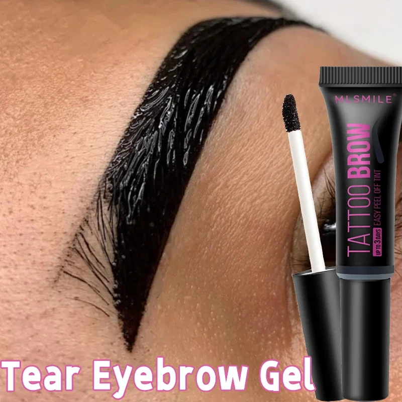 Black 3 Days Lasting Peel-off Dye Eyebrow Gel Waterproof Semi-Permanent Brow Tattoo Tint Sweatproof Peel Off Dye Eyebrow Cream