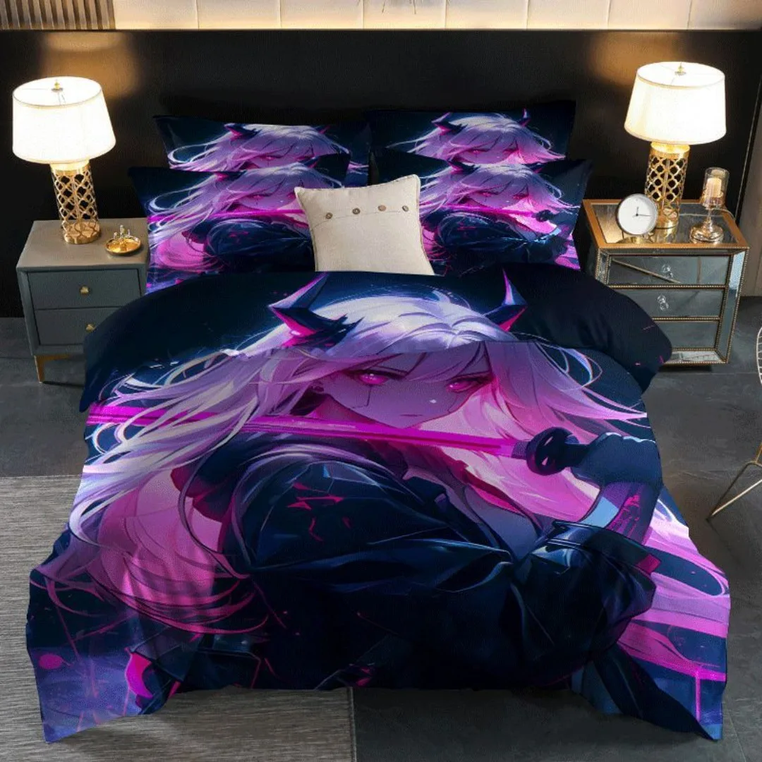 

2/3 шт., комплект пододеяльников с принтом аниме-персонажей Асуны, комплект пододеяльников включает пододеяльник и наволочку — идеально подходит для спальни,