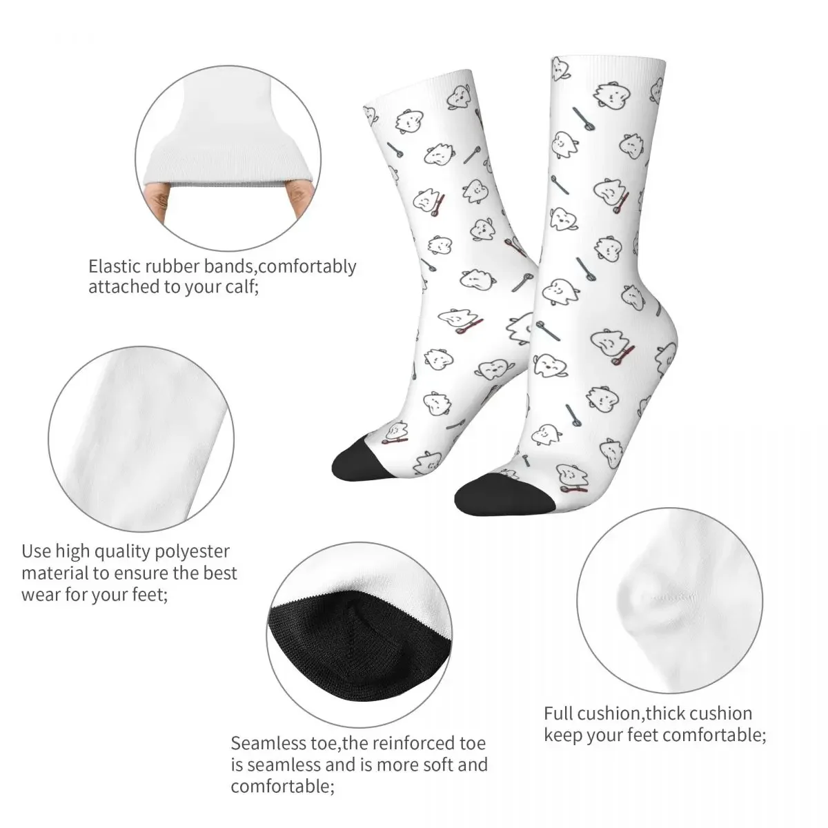Funny Teeth Cute Tooth Art Dentist Pattern Socks Men Women Socks Novelty Spring Summer Autumn Winter Middle Tube Socks Gift