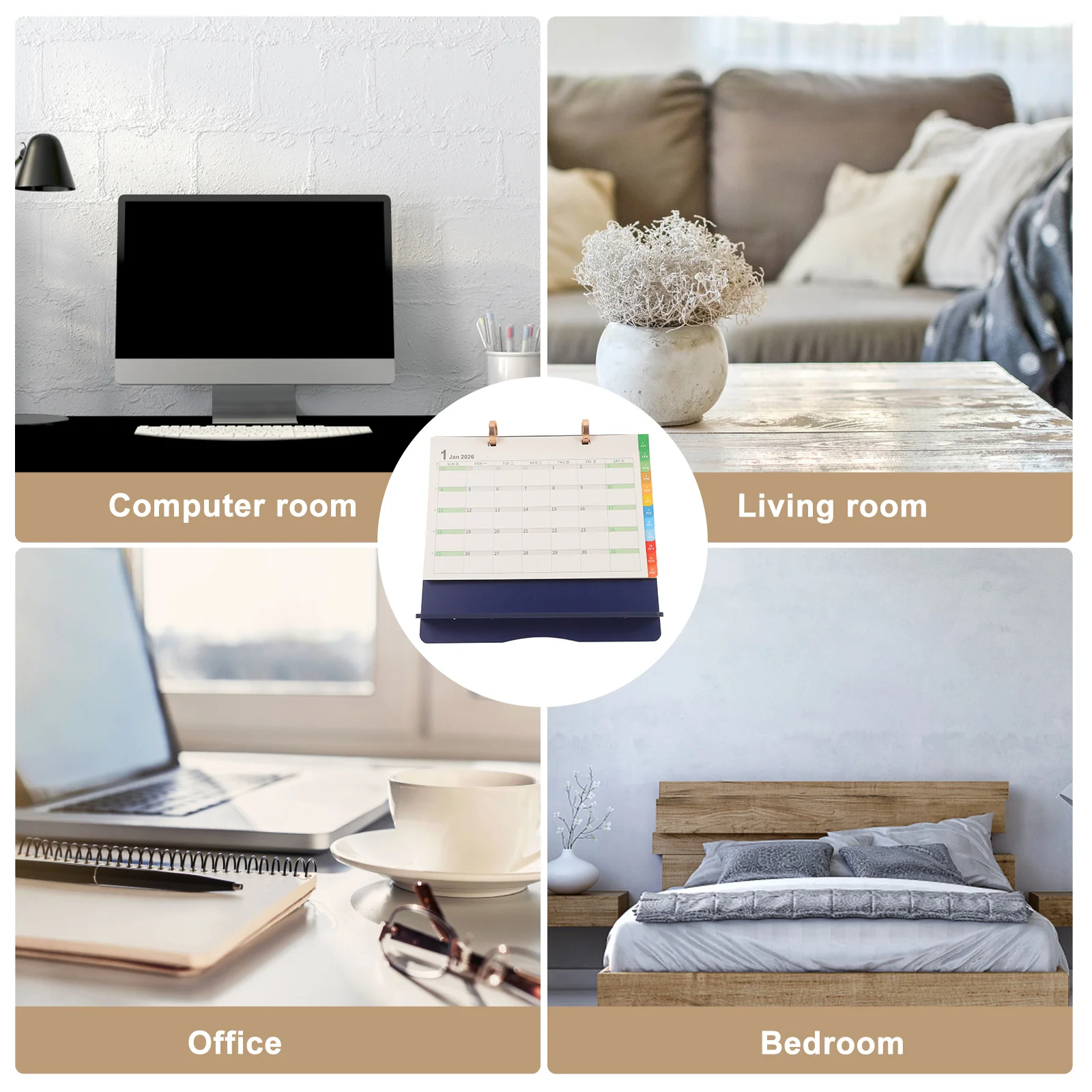 Calendario de escritorio de madera 2026, planificador de escritorio con tapa de pie, organizador mensual, horario anual, calendario de escritorio de oficina, planificador anual 2026