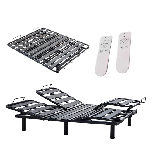 Adjustable Double Size Massage Metal Wireless Remote Control Electric Adjustable Bed With Head And Foot Function