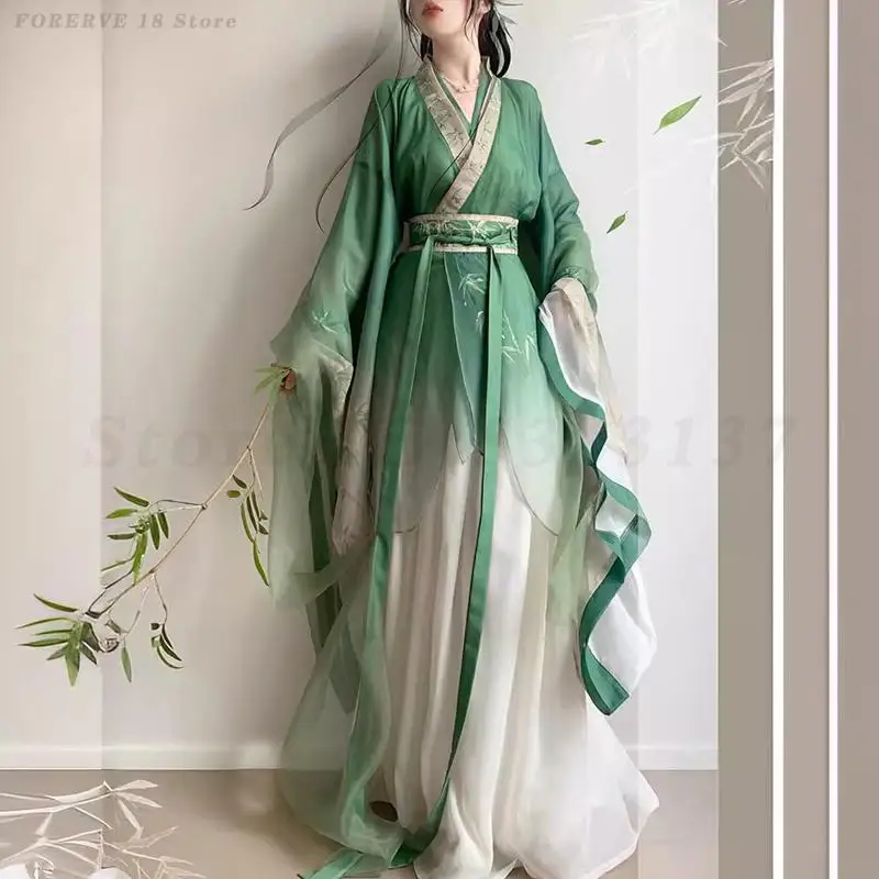 

Green Warring States Robe Wei Jin Ancient Style Hanfu Dress Traditional Vintage New Chinese Style Hanfu Set Princess Fairy Dress
