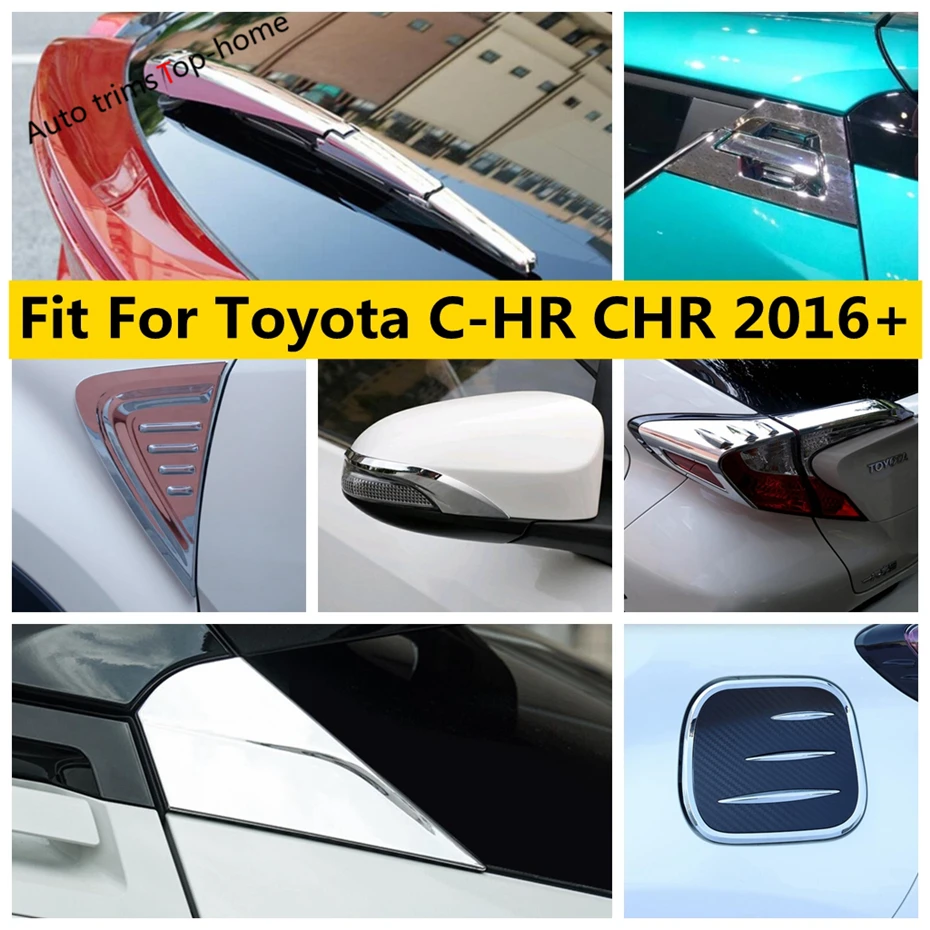 

ABS Chrome Rear Window Wiper Fuel Tank Cap Rearview Mirror Strips Cover Trim Accessories Kit Fit For Toyota C-HR CHR 2016 - 2021