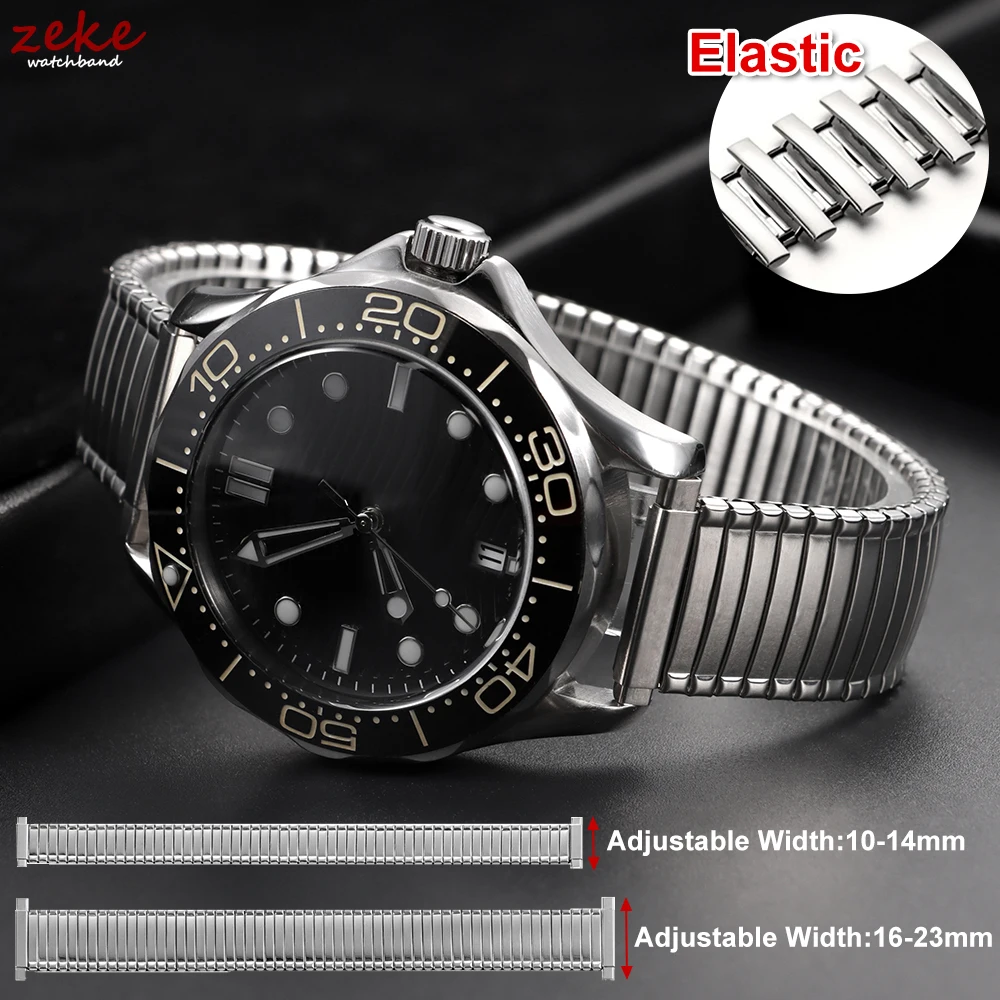 Edelstahl elastisches Stretchband Metall Expansion Silber Armband Männer Frauen verstellbares Armband Armband 10-14mm 16-23mm